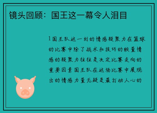 镜头回顾：国王这一幕令人泪目